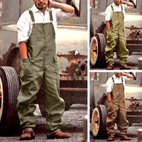 american retro mens overalls 2021 summer new solid color work pants loose large size casual overalls vintage mens jumpsuit