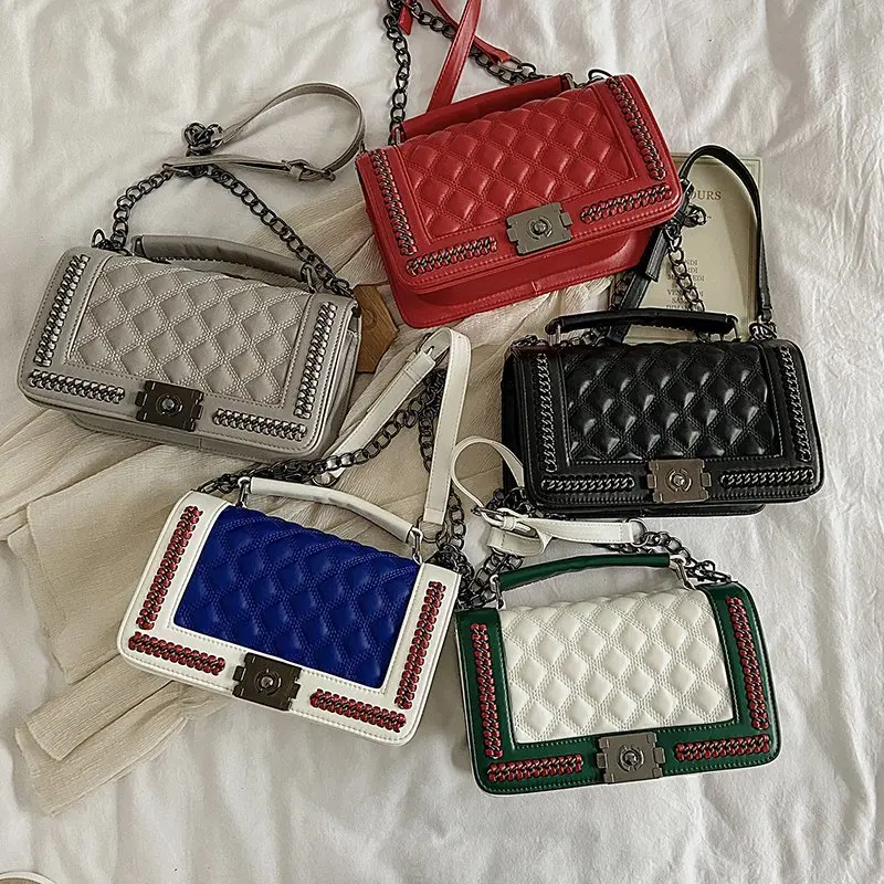 

Women's bag 2020 new Korean trend fashion diamond chain small square bag ins wild luxury shoulder bag