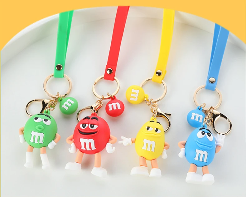 

Mini Rainbow Bean Key Chains Cute Kawaii M Bean Doll Cartoon Keyring Kids Surprise Birthday Gifts Accessories Bag Car Trinket