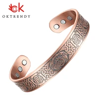 oktrendy magnetic pure copper cuff for women men health energy bracelet partner and friendship memorial gift 15mm cuff bangle