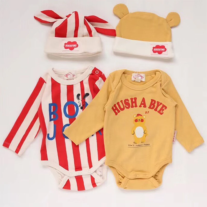 Корейский детский брендовый комбинезон с шапочкой; сезон осень-зима; Bebe De Pi*; Детский комбинезон для мальчиков и девочек; модные комплекты для новорожденных