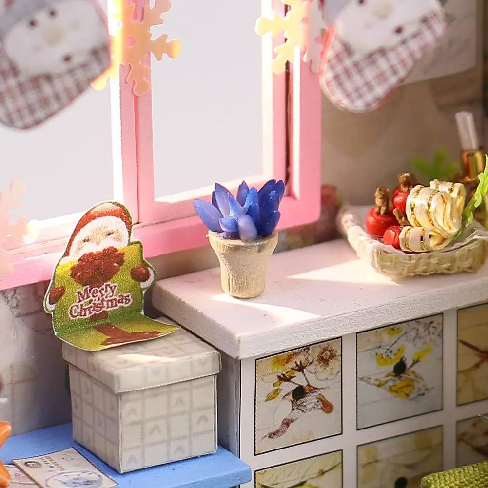 Kuulee 1/24 DIY рождественская головоломка деревянная ручная сборка модель дома