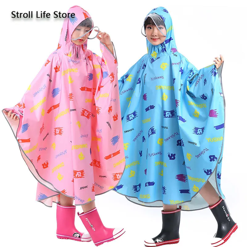 Розовый дождевик для девочек детский пеших прогулок детей взрослых длинное