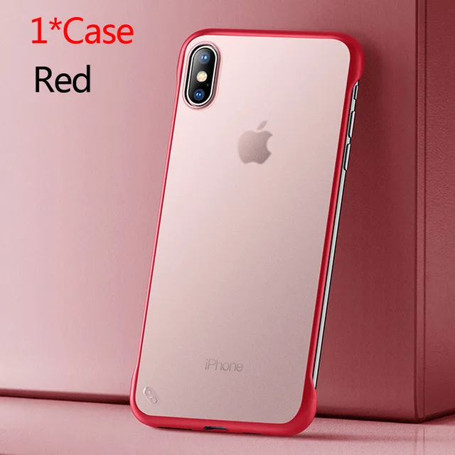 Чехол для iPhone XS Max XR X 11 Pro с кольцом для пальцев Бескаркасный Прозрачный матовый Жесткий Чехол для iPhone X 7 6 6S 8 Plus - Цвет: Красный