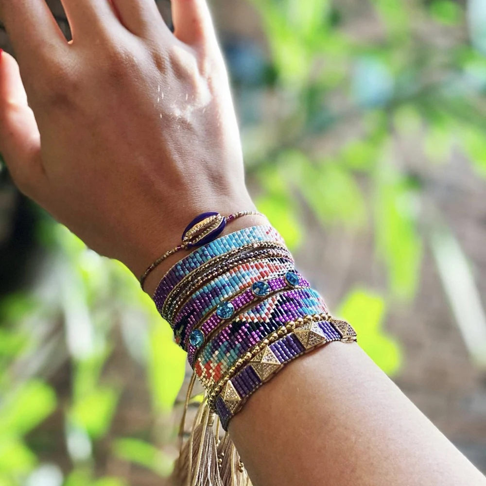 Женский браслет BLUESTAR с бусинами Миюки геометрическим узором ювелирные изделия