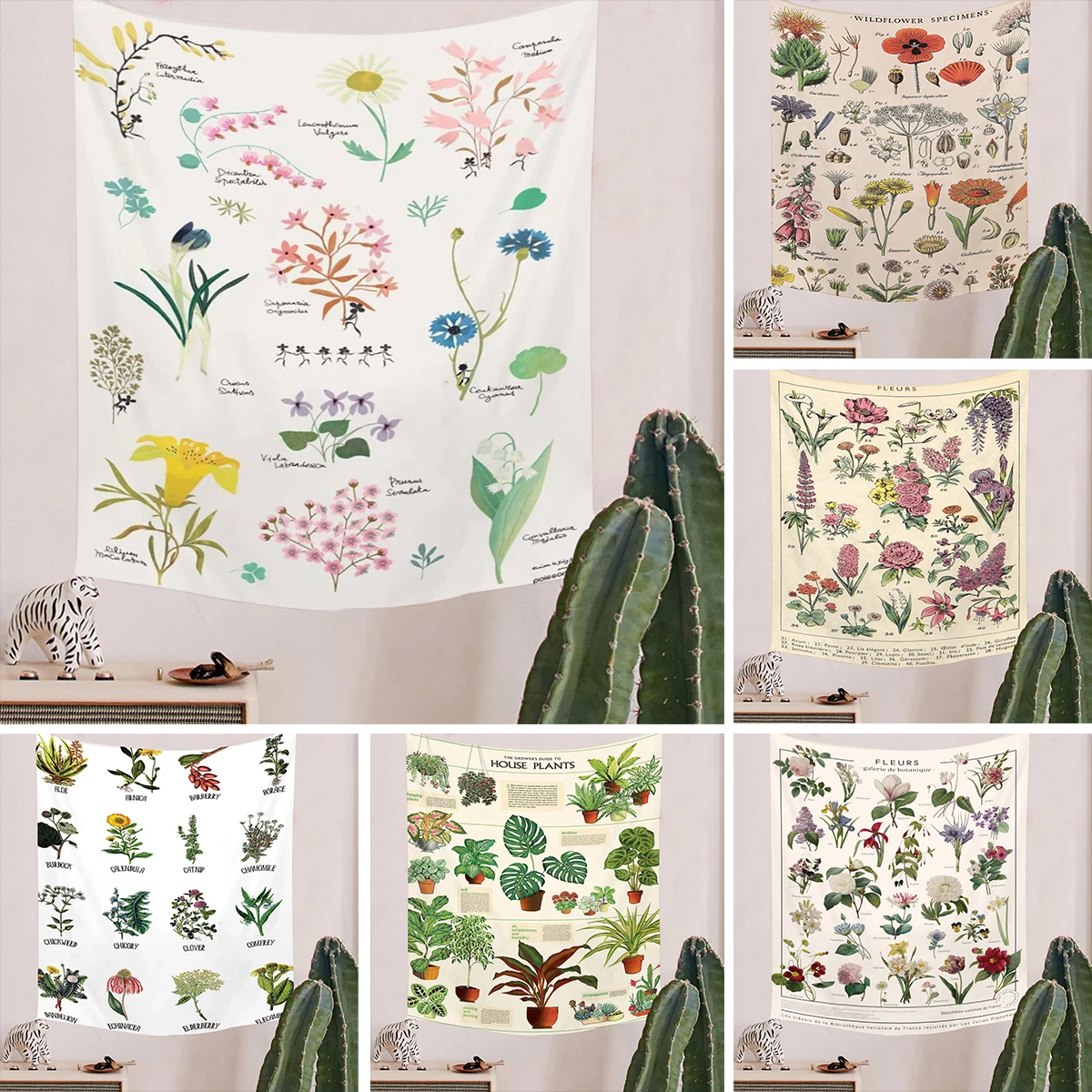 

Wildflower Tapestry Wall Hanging Flower Hippie Tapestry Boho Floral Tapestries Plant Carpet Blanket Psychedelic Art Home Decor