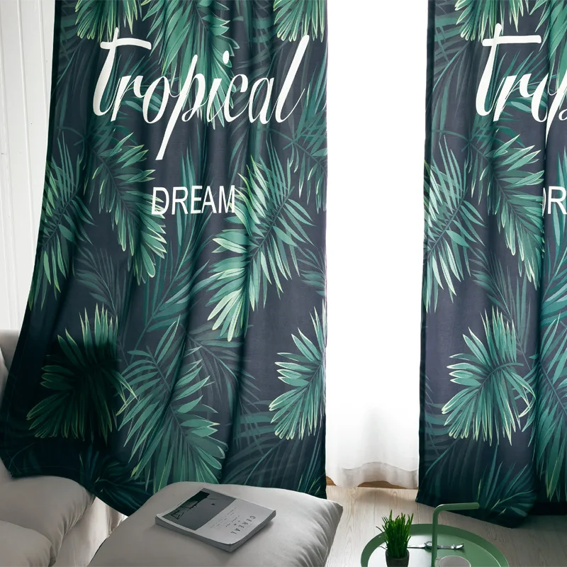 2019 завод папоротник лист Фламинго волна шторы гостиная полу затенение