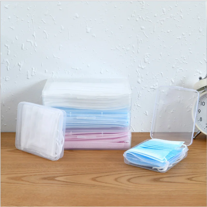 

Small Face Cover Storage Case Clear Plastic Reusable mask Storage Boxes Pollution Prevention Storage Clip Organizer