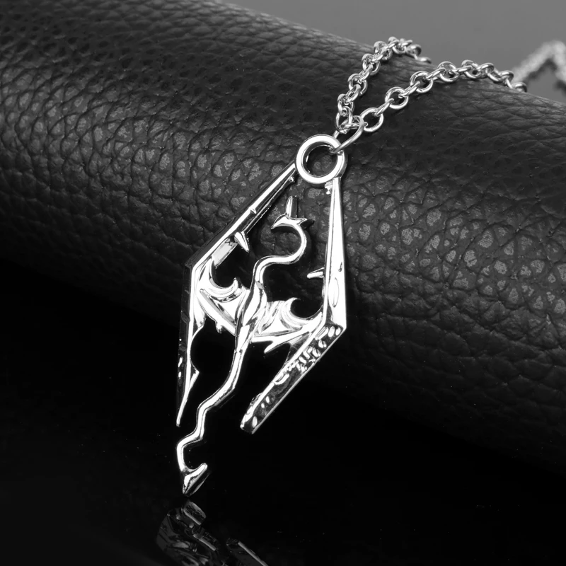 Movie Jewelry Men Necklace Game Dragon Pendant Necklaces The Elder Scrolls V Skyrim Choker Necklace Accessories Chain Collares images - 6