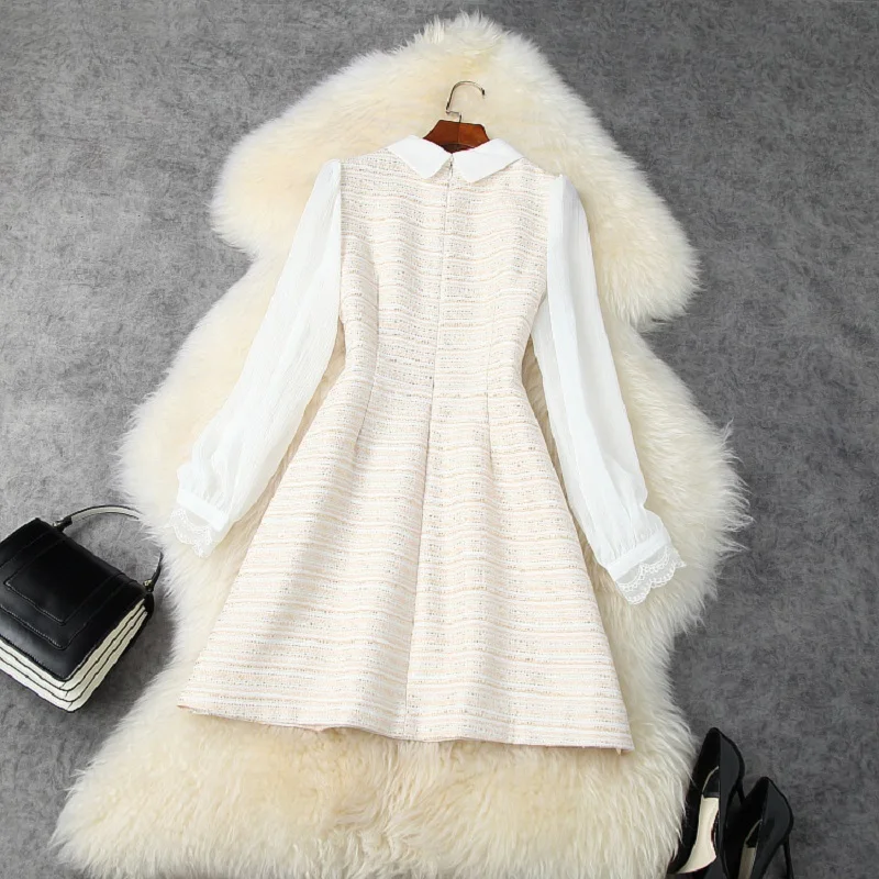 

2020 New Celebrities Sweet Lace Mini Dress Autumn Women Winter Shirt Princess Dress Vintage Long Sleeve Ladies Party Dresses