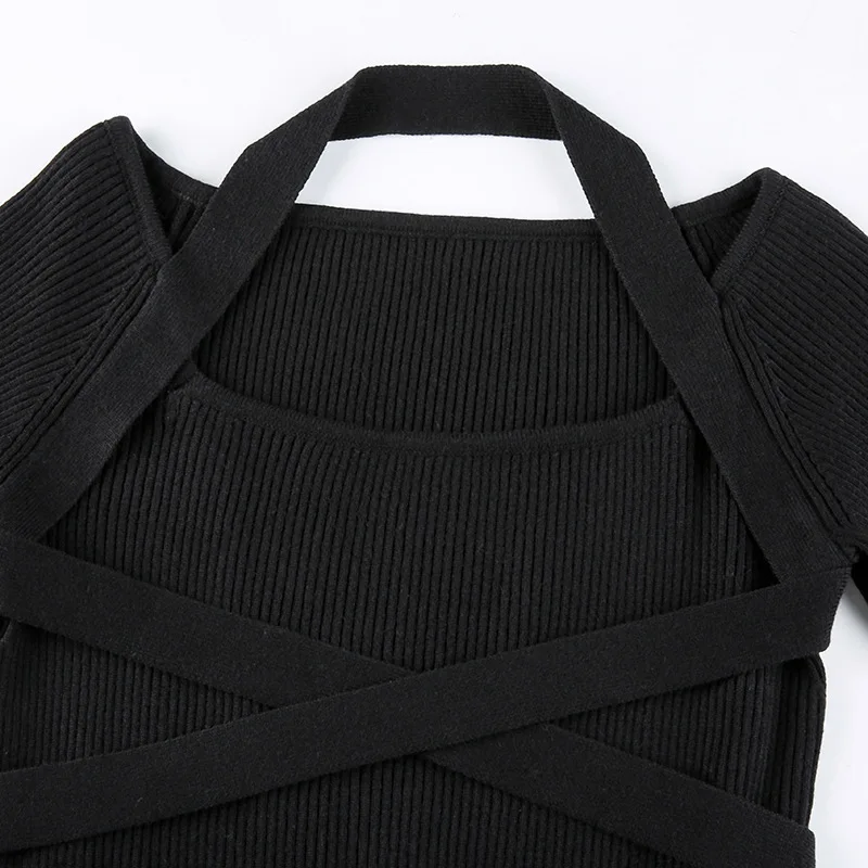 

Women's Sweater Dress Midi Knitted Robe Pull Femme Bandage Dresses Women Winter Long-Sleeve Black Dress 2021 New Bodycon Elegant