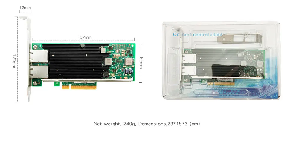 X540-T2 Intel X540 чипсет PCIe x8 двойной медный RJ45 10 Гбит/с порт Ethernet Сетевая карта совместима