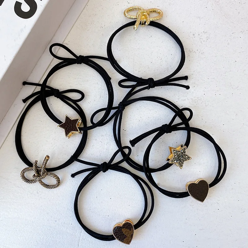 

Резинки для волос блестящие женские, милые эластичные заколки со стразами, звездой, сердцем, бантом из сплава, красивые резинки для волос, ак...