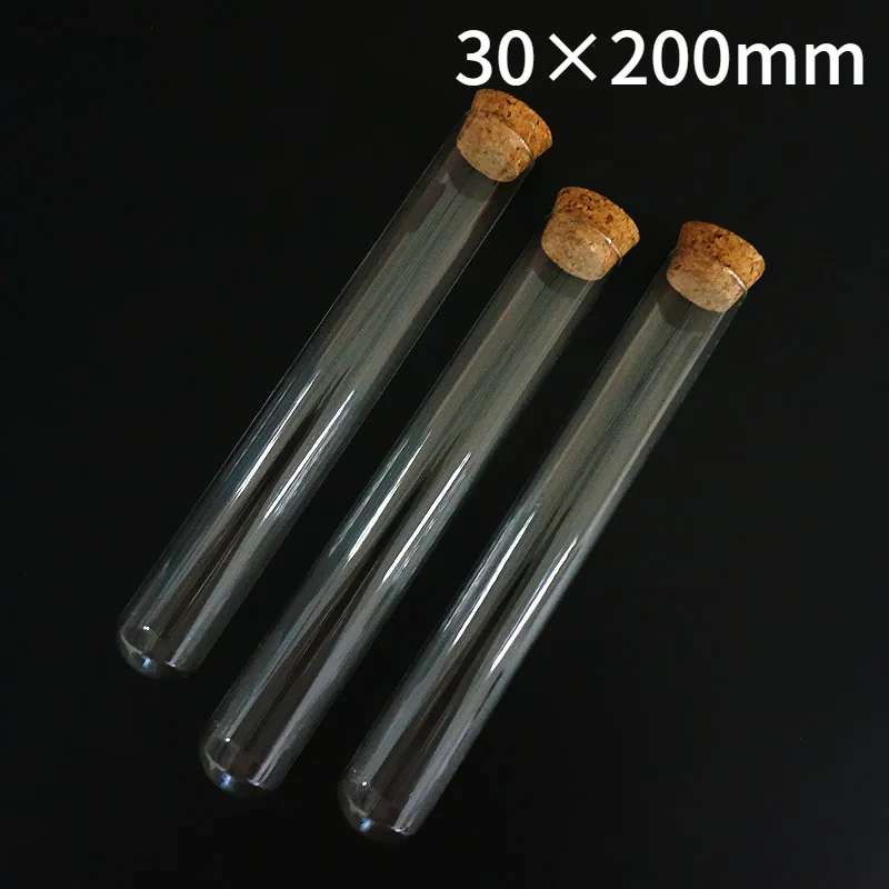 

6 шт./лот 80 мл 30x200 мм стеклянные пробирки для хранения бутылок для желаний с круглым дном для школьных экспериментов лабораторные или DIY пода...