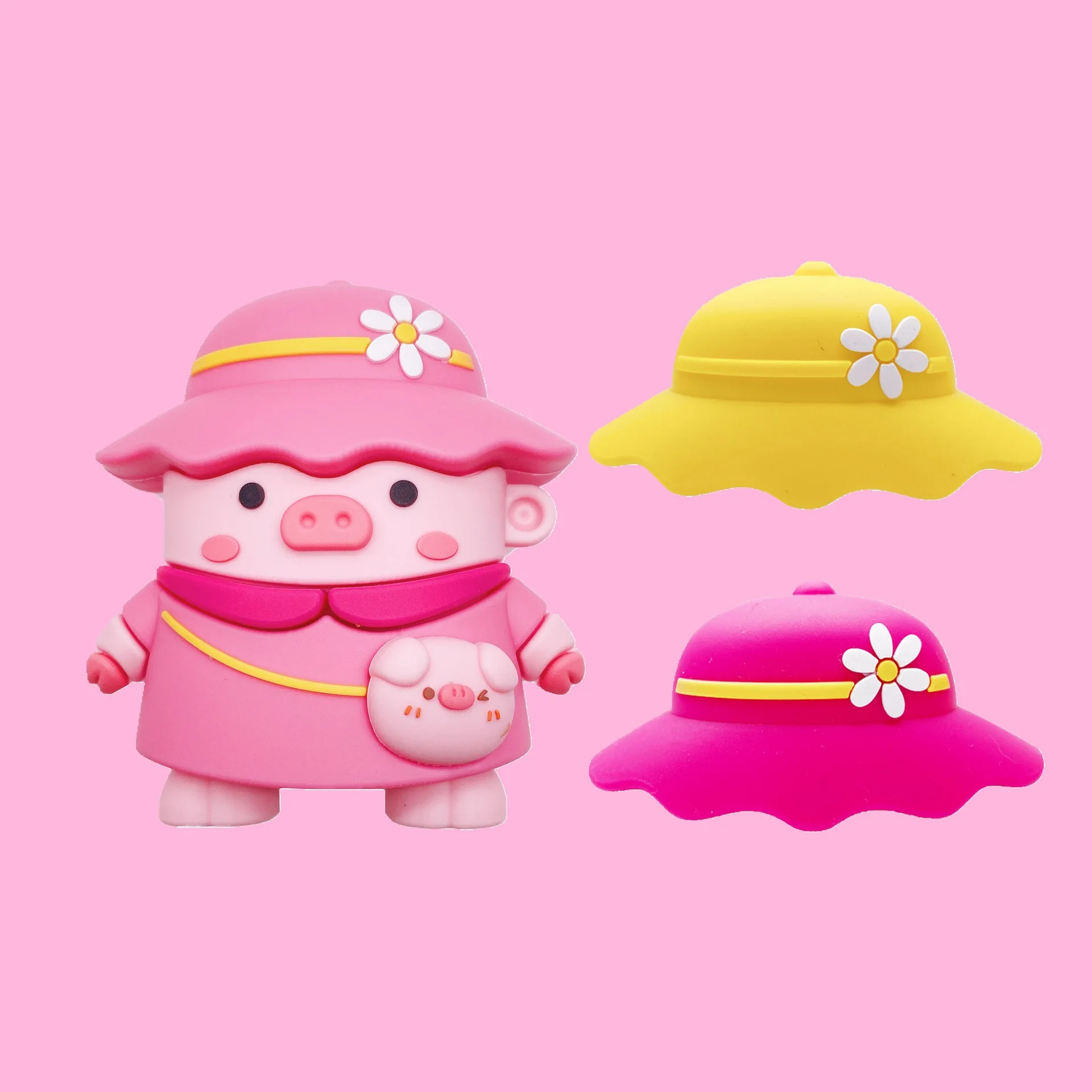 

Чехол для наушников 3D милый мультяшный розовый шапка со Свинкой для AirPods 1 2 Pro зарядный Мягкий силиконовый чехол беспроводной Bluetooth защитный ...