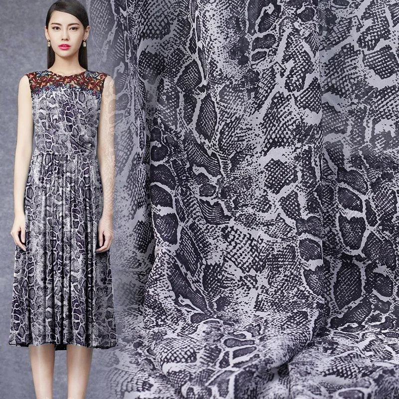 

1 Meter Serpentine Print 100% Natural Silk Georgette Dress Fabrics
