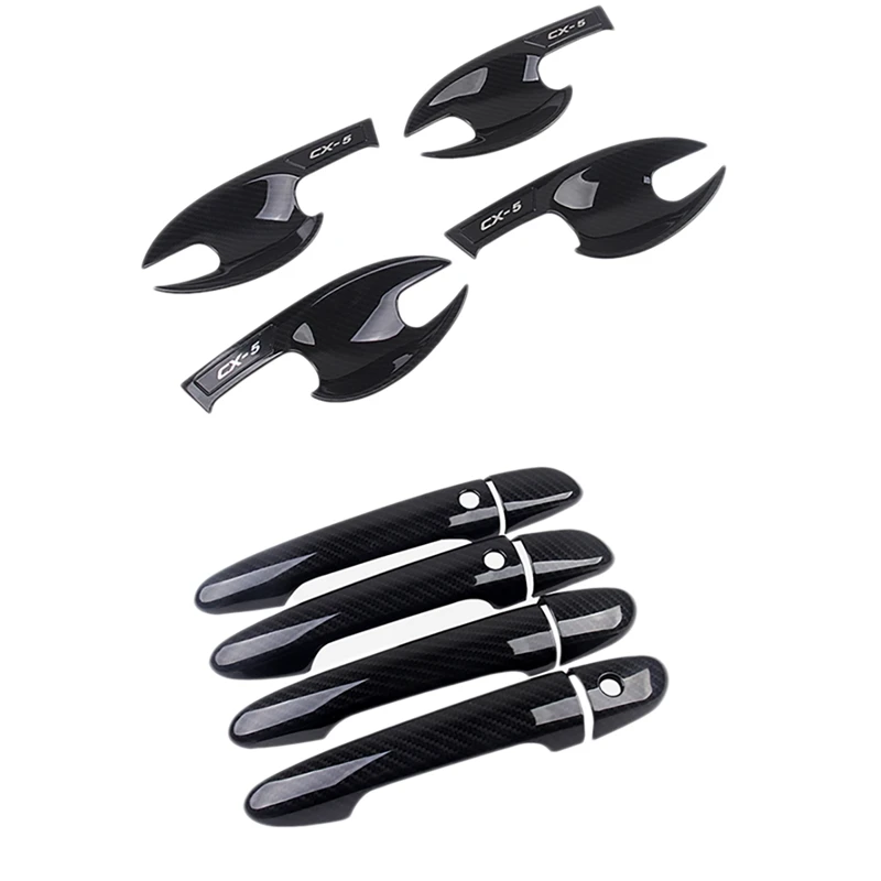 

Carbon Fiber Car Door Handle Cover with Door Bowl Cover Trim for MAZDA CX-5 CX5 KF 2017 2018 2019 2020
