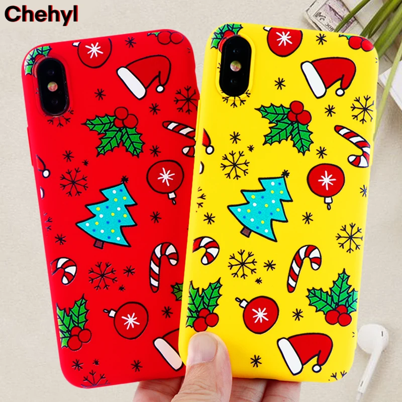 Рождественский Модный чехол для iPhone X XS MAX XR 8 7 6s Plus Чехлы мягкие силиконовые чехлы