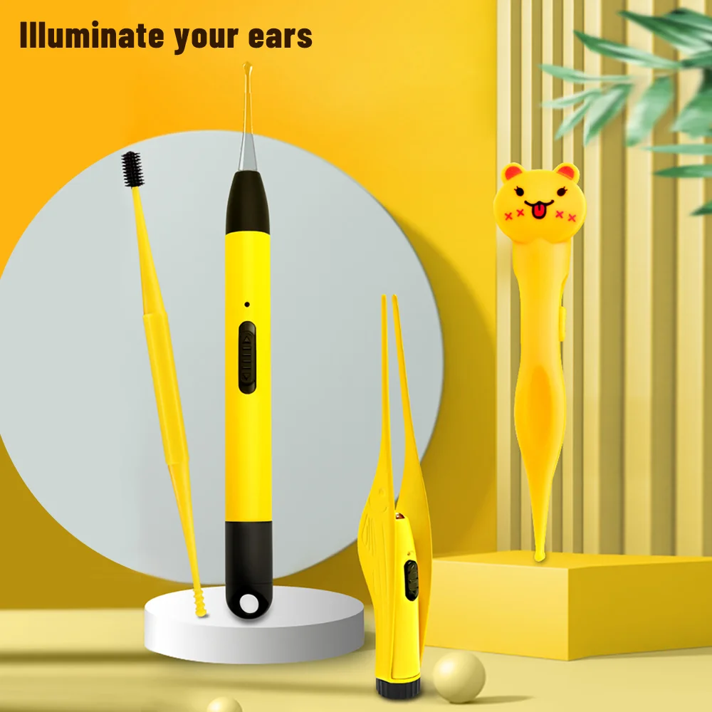 LED Light Ear Tweezers Booger Clip Picking Tool Double-headed Spiral Massage Earpick Wax Remover Curette Picker | Красота и здоровье