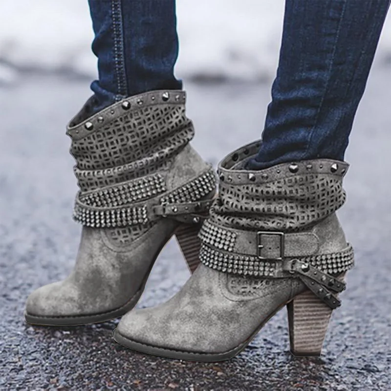 New Autumn Winter Boots women Camel Black Ankle For Women Thick Heel Slip On Ladies Shoes Bota Feminina 35-43 | Обувь