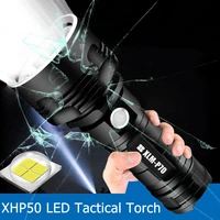 self defense powerful led flashlight xhp50 high power military tactical flashlight torch 18650 usb lamp ultra bright lantern led