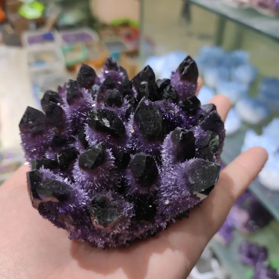 400 500 г натуральный фиолетовый Призрак фантомный кварцевый кристалл кластер