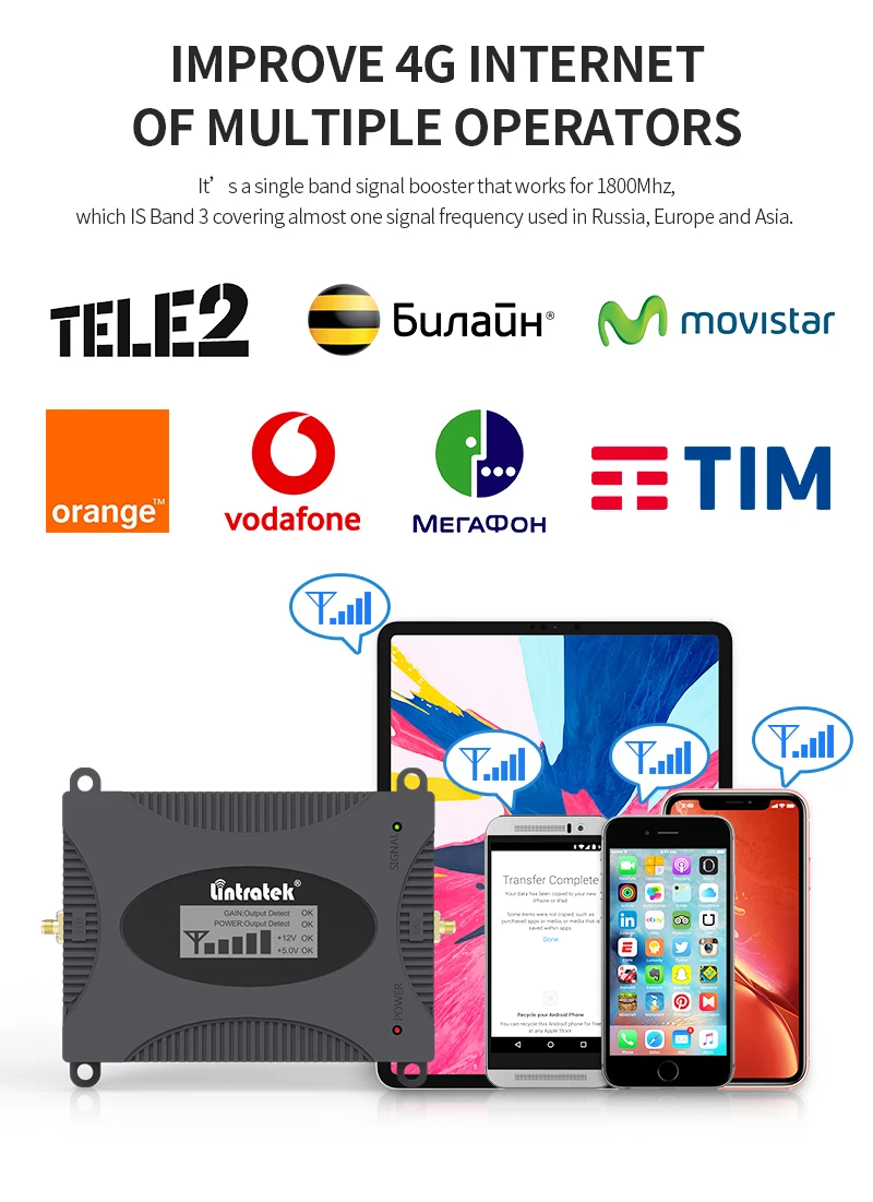Lintratek 4G сотовый ретранслятор 1800 LTE усилитель сигнала Интернета для диапазона