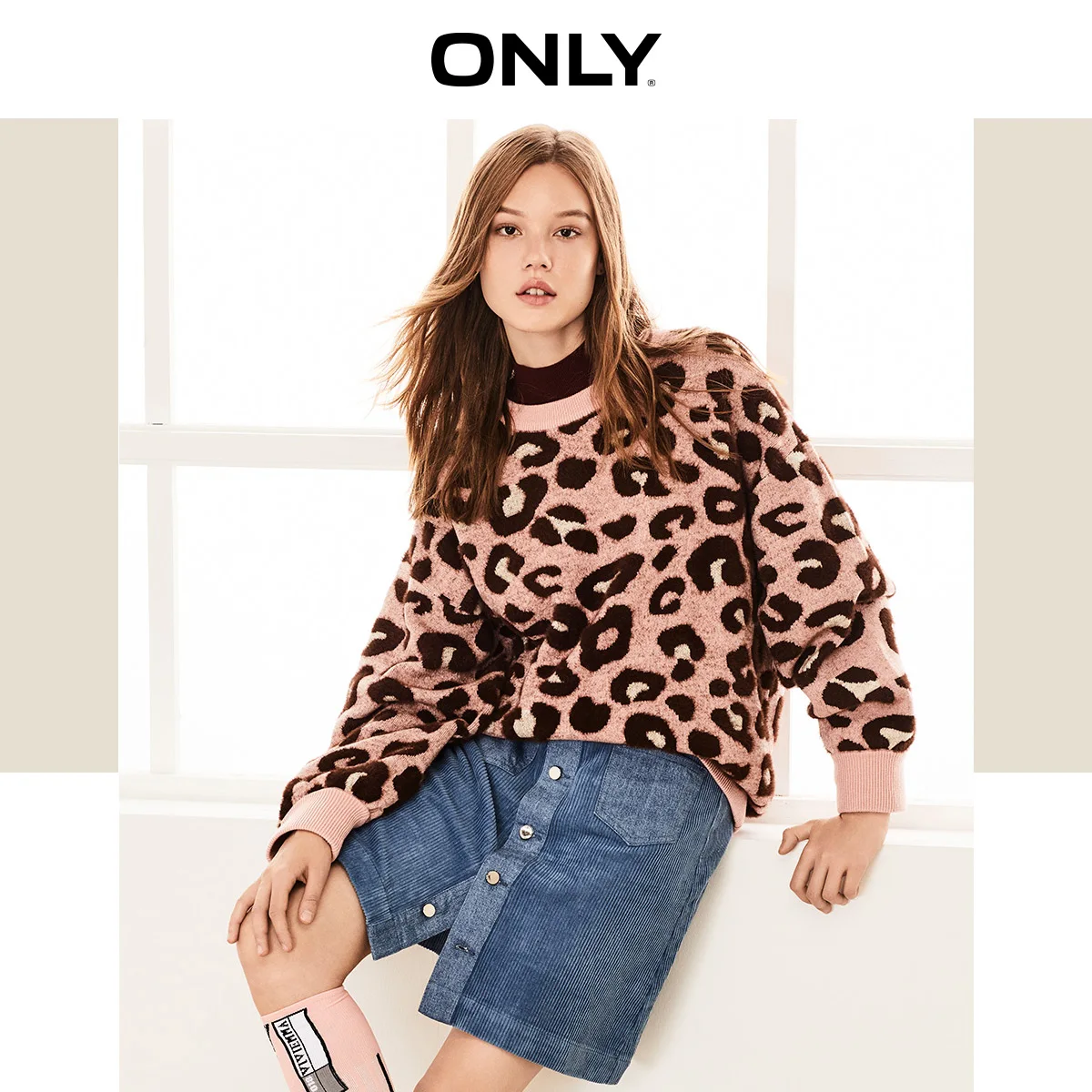 ONLY2019 sets new winter loose leopard long-sleeved sweater knit female | 119313543
