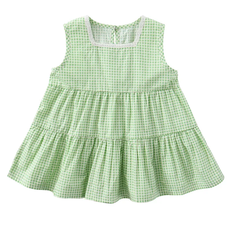 

Children's Wear Summer Girls Dress 2021 New Summer Children's Lace Plaid Skirt Girls Clothes Kids Dress Girl Clothes