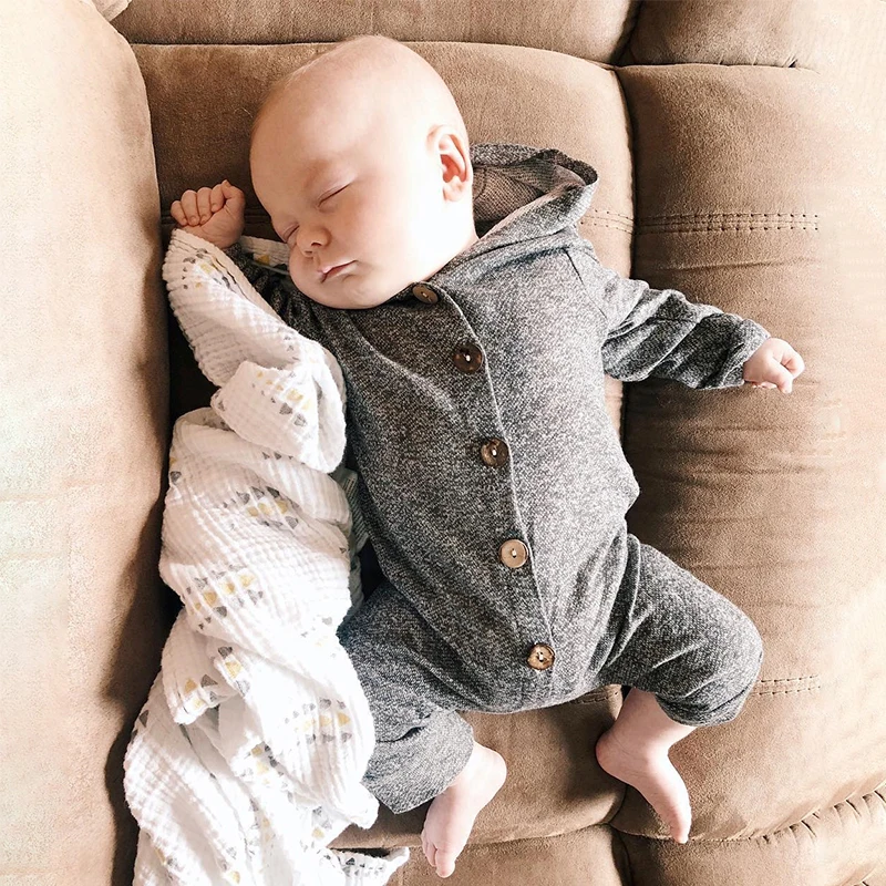 TinyPeople/милые детские вязаные комбинезоны утепленная хлопковая одежда с капюшоном