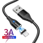 Магнитный светодиодный кабель USLION с поворотом на 540 градусов, с Micro USB на Type C 3A, быстрая зарядка для iPhone 12 Pro Max, Samsung, Huawei