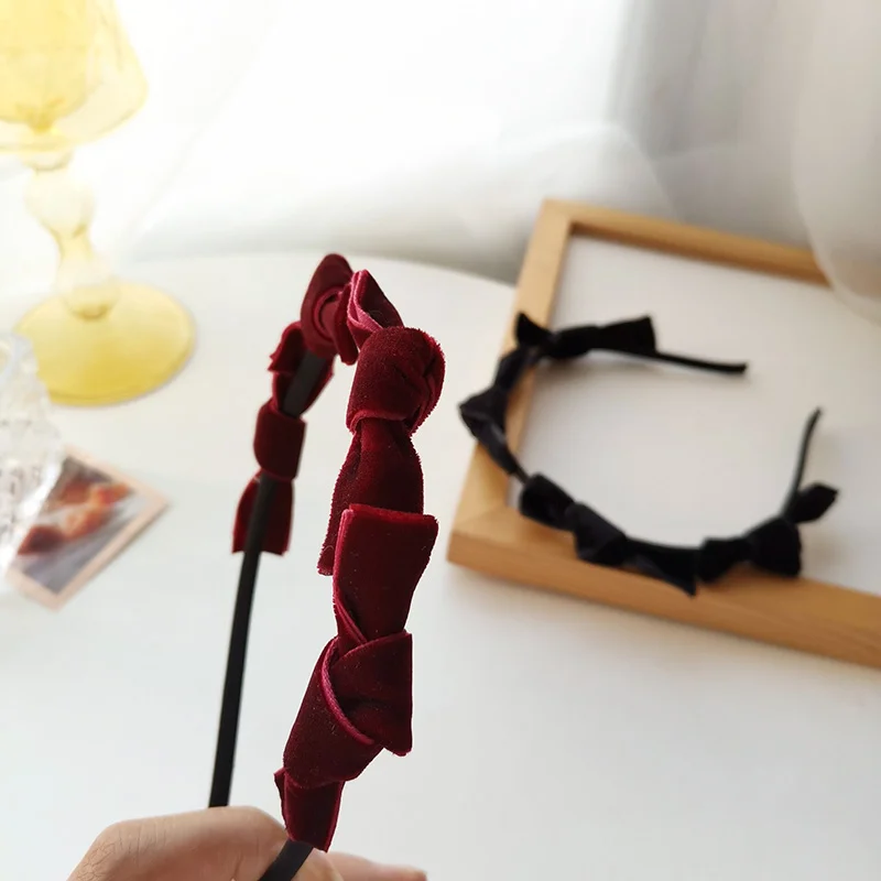 

Sweet Bow Head Bands Girls Cute Red Black Hair Clip Fashion Women Headband Lovely Hair Accessories Gifts