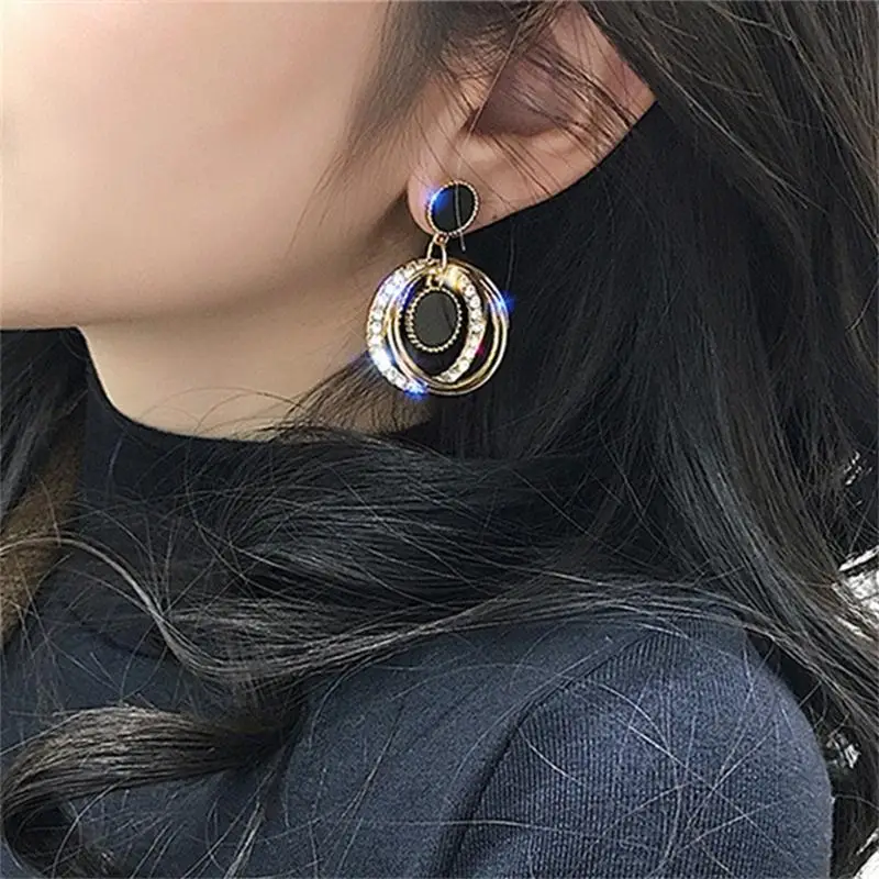 2 шт./компл. женские модные серьги с украшением в виде кристаллов круглые бусины