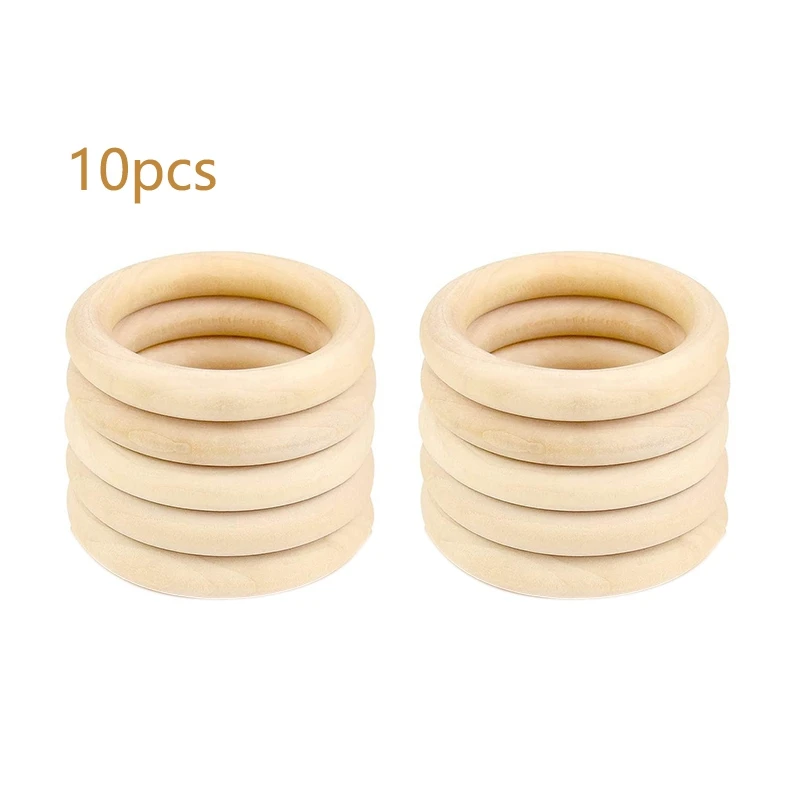 

10Pack 10cm Wooden Rings, Natural Unfinished Solid Wooden Rings for Craft DIY &Hanging Clothing Scarf