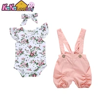 newborn infant baby girl clothing ruffle tops bodysuits sleeveless suspenders pants headband outfits cute clothes cotton vest