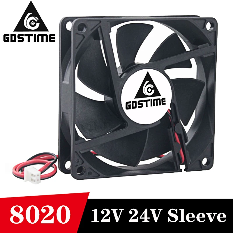 

2PCS Gdstime CPU Cooler 80mm 8cm 2Pin 80X80X20mm 12V/24V Brushless DC Silent Cooling Cooler PC CPU Computer Case axial Fan