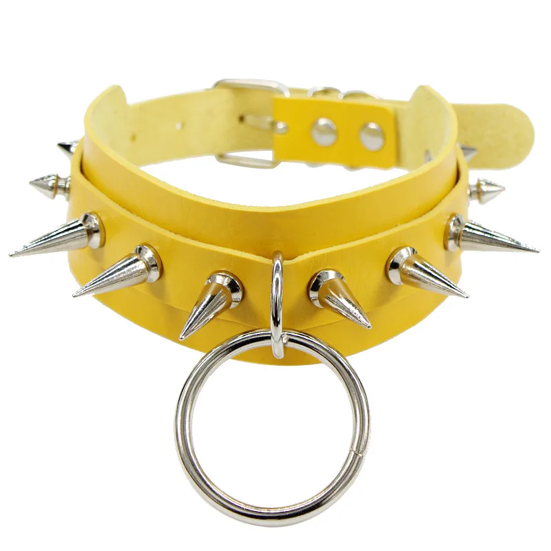 

Harajuku Punk Rock Gothic Sexy PU Leather Heart Round Spike Rivet Collar Choker Necklace Body 100% Handmade Jewelry Party Gift