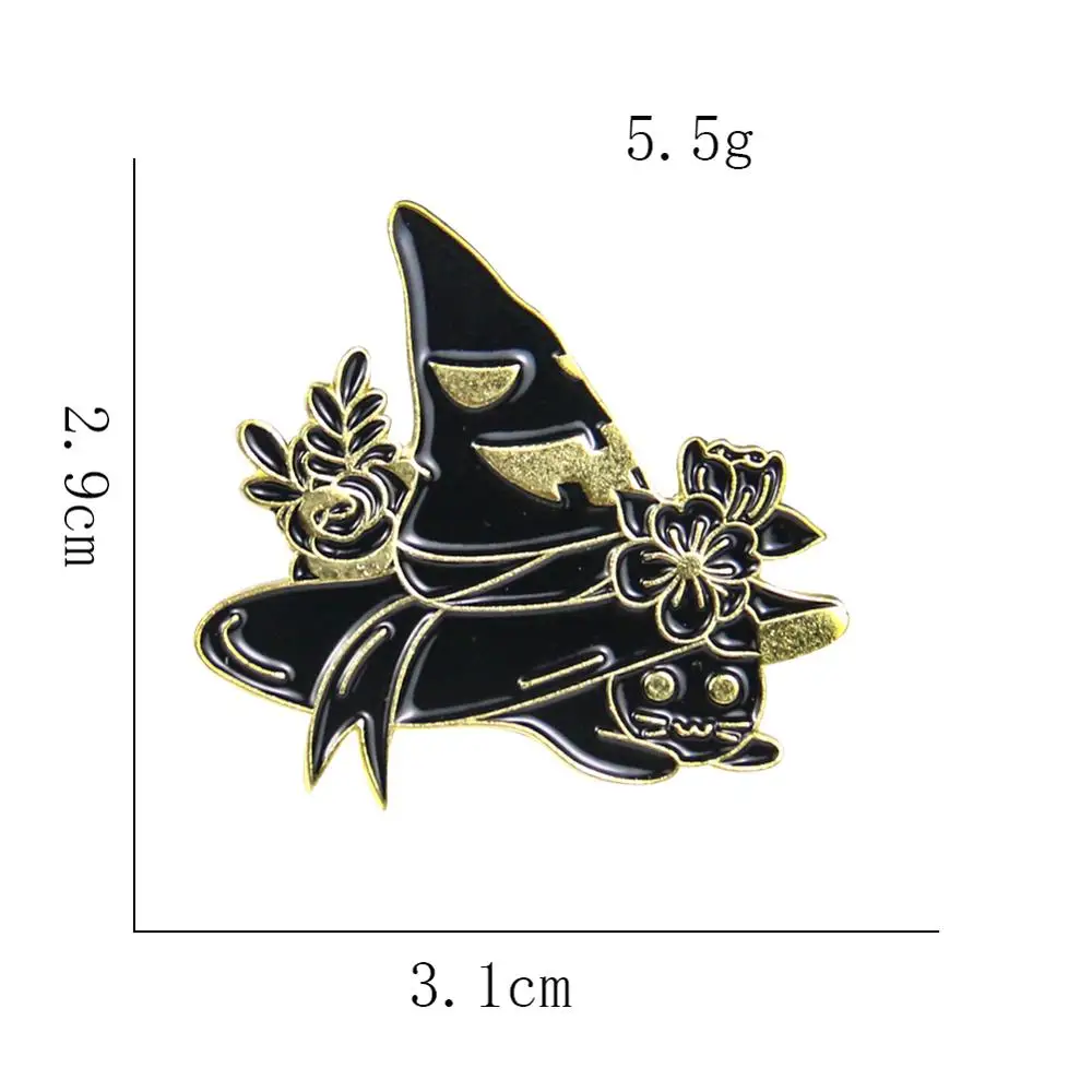 Эмалированные заколки в виде черной ведьмы кошек на заказ Звездный волшебник