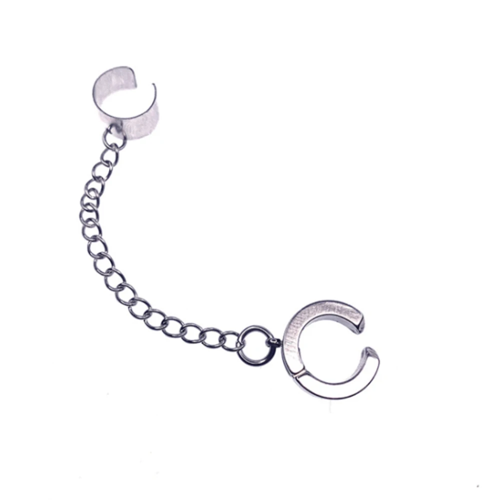 

Korean Fashion Hip Hop Chain Earrings Titanium Steel Chain Threader Drop Cuff Chain Piercing Earrings Unisex Punk Jewelry