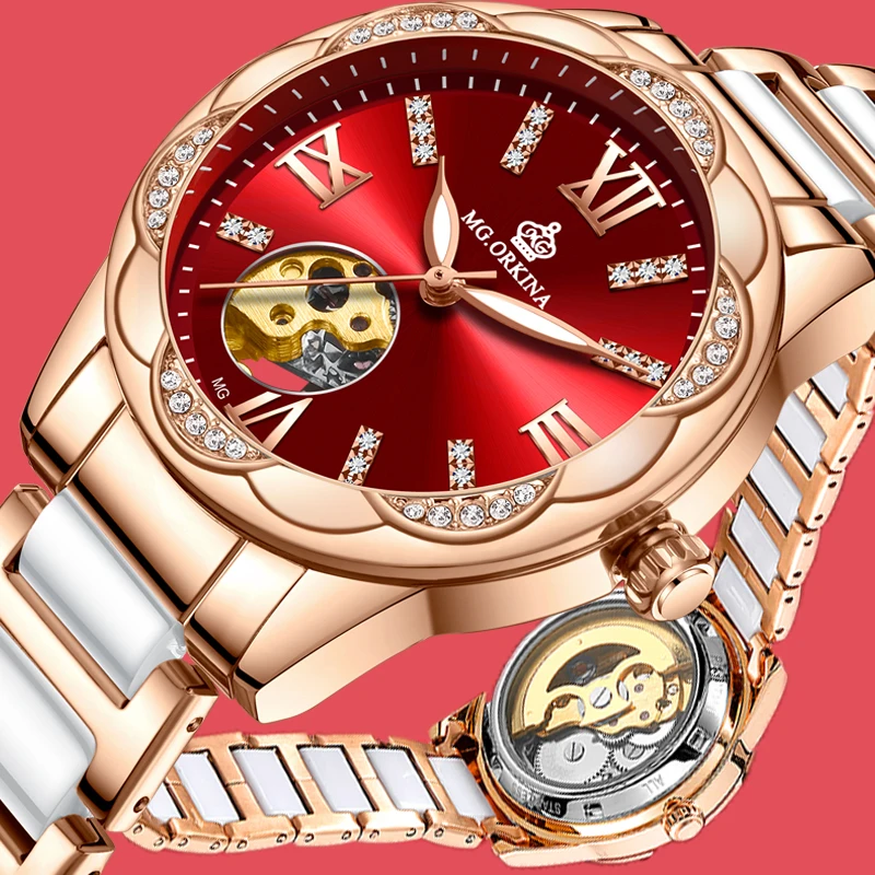 

Montre Femme 2022 New Women's Watches Luxury Top Brand Ceramic Skeleton Design Ladies Automatic Mechanical Watches Women Watch