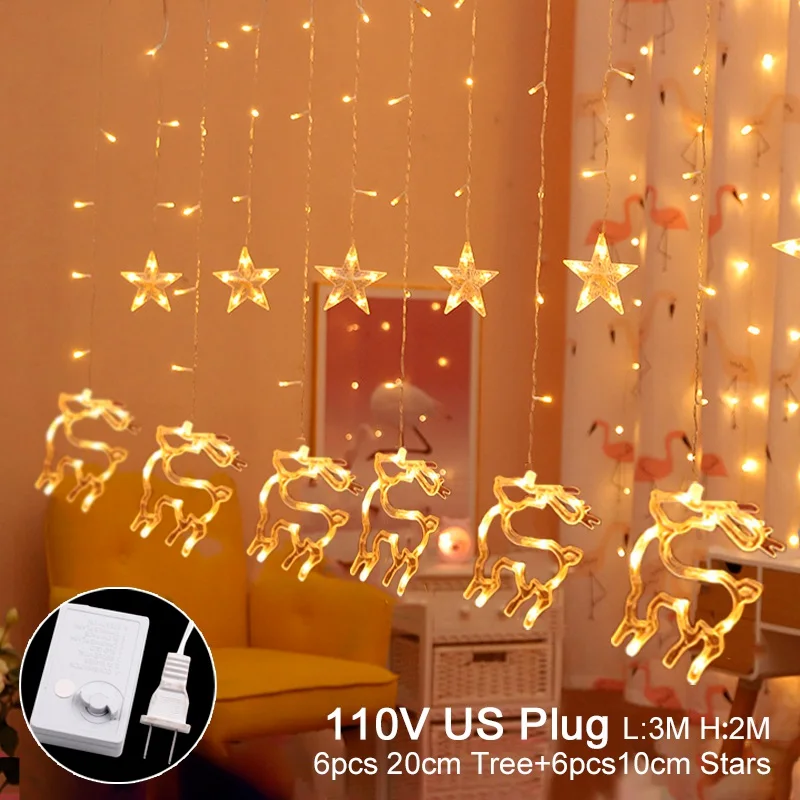 US Plug 110V QIFU подвески для рождественской елки, рождественские украшения для дома, рождественские, рождественские украшения, рождественские подарки, Декор, счастливый год - Цвет: US Plug 110V