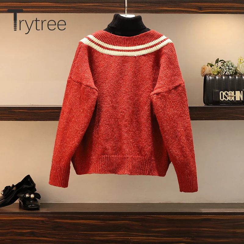 Trytree осенне зимний комплект из двух предметов Повседневная водолазка лоскутный