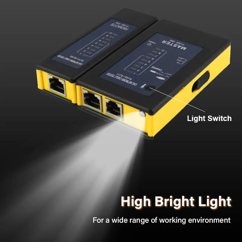 Тестер сетевого кабеля Zoerax перезаряжаемый RJ11RJ12 RJ45 LAN Ethernet инструмент для ремонта