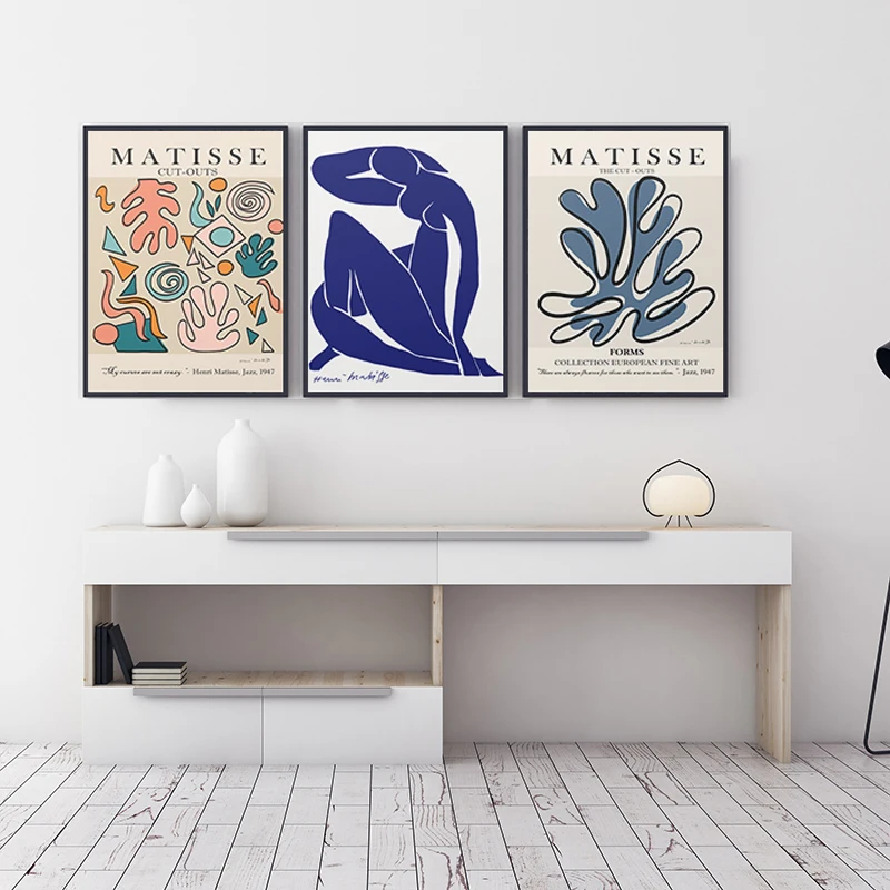 

Abstract Henri Matisse Art Exhibition Poster Canvas Painting Blue Nude Coral Leaf Print Wall Picture for Living Room Home Decor