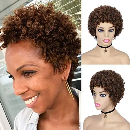 T1B30 FAVE Pixie Cut парик короткие парики из человеческих волос бразильский Реми прямой парик натуральный черный с челкой зрелых и способный прическа парик - Цвет волос: T1B30