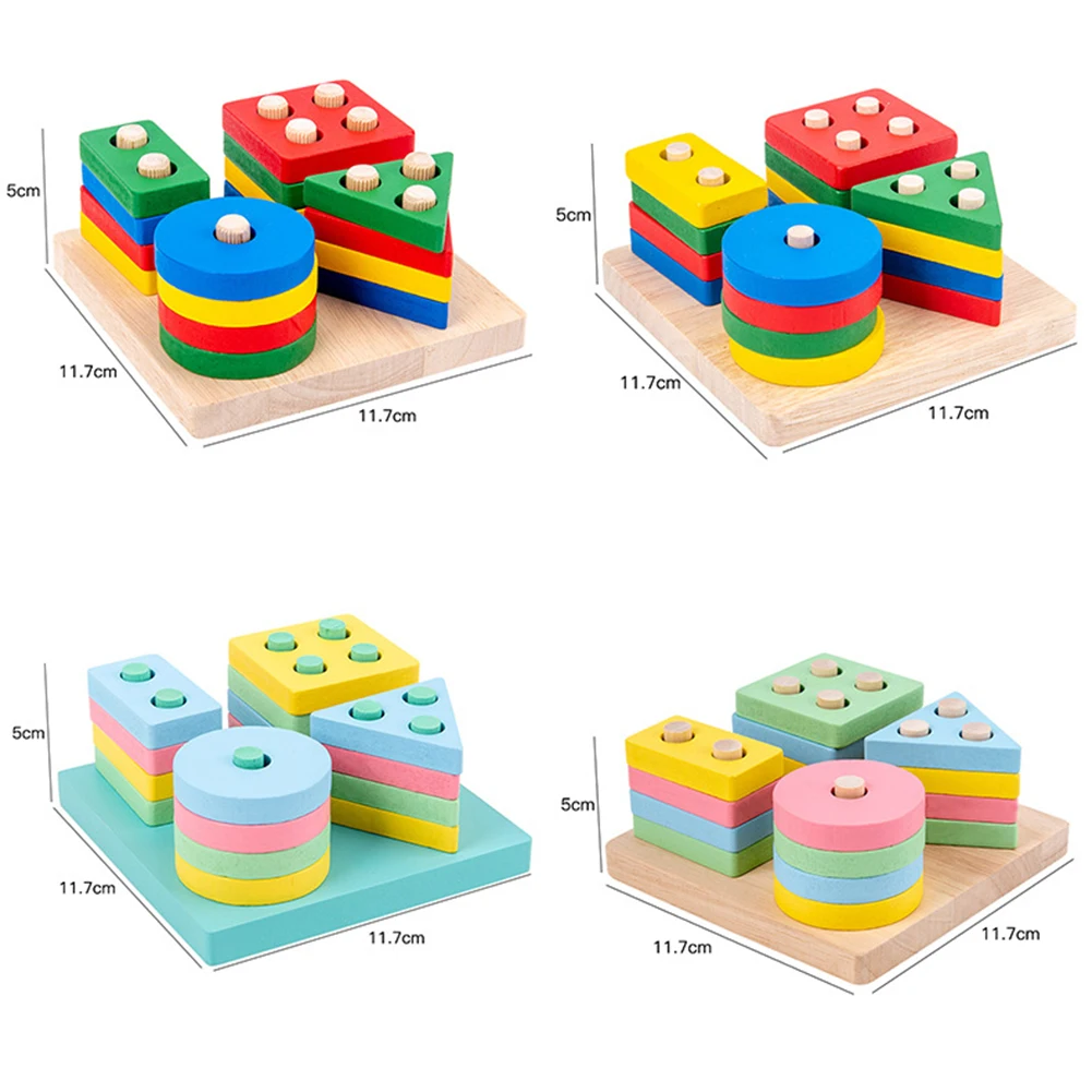 Набор детских деревянных математических игрушек с геометрическим рисунком |
