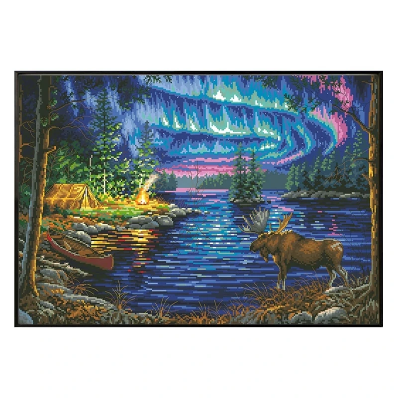 

Arctic Night Counted Cross Stitch Kits Pattern Printed Fabric Embroidery Sets 11CT 14CT DIY Handmade Needlework Craft Home Decor