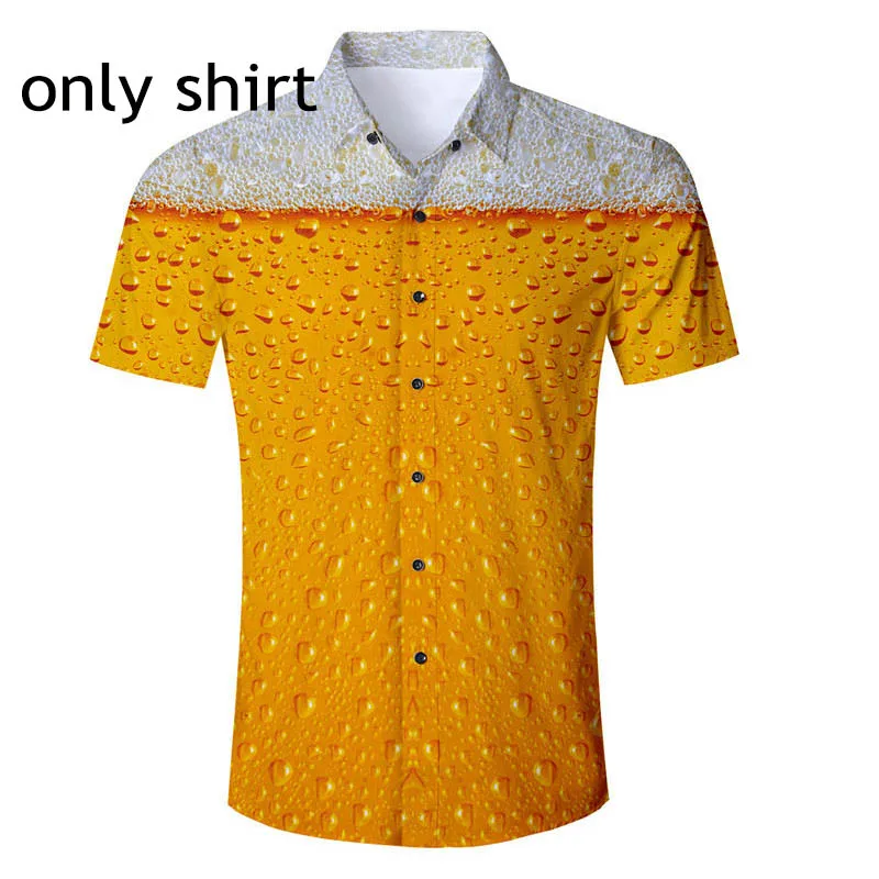 only shirt Мужской комплект из 2 предметов, Гавайские рубашки, шорты, ананас, 3d принт, мужские с коротким рукавом, гавайская рубашка, шорты, брюки, костюм из двух предметов - Цвет: only shirt