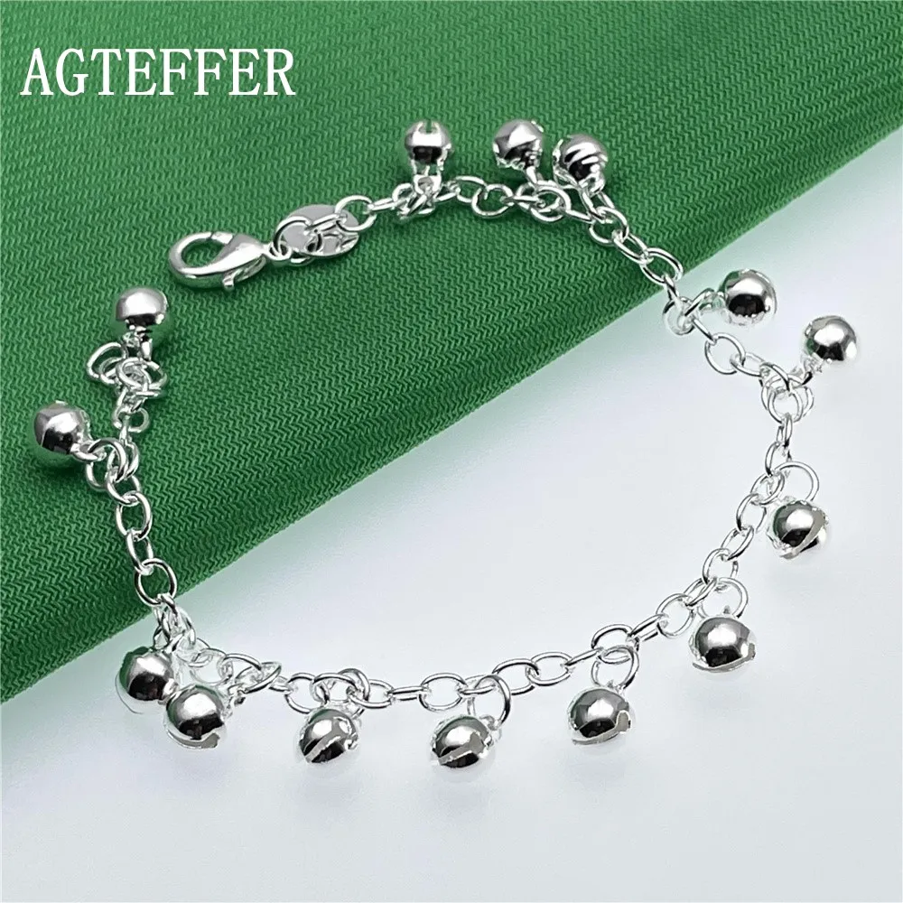 

AGTEFFER New Style 925 Sterling Silver Cute Bell Bracelet Men And Women Fashion Charm Popular Wedding Party Jewelry Gift