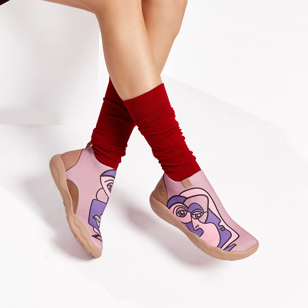 

UIN Women's Slip On Flats Cute Casual Fancy Knit Art Painted Comfort Soft Floral Shoes French Style